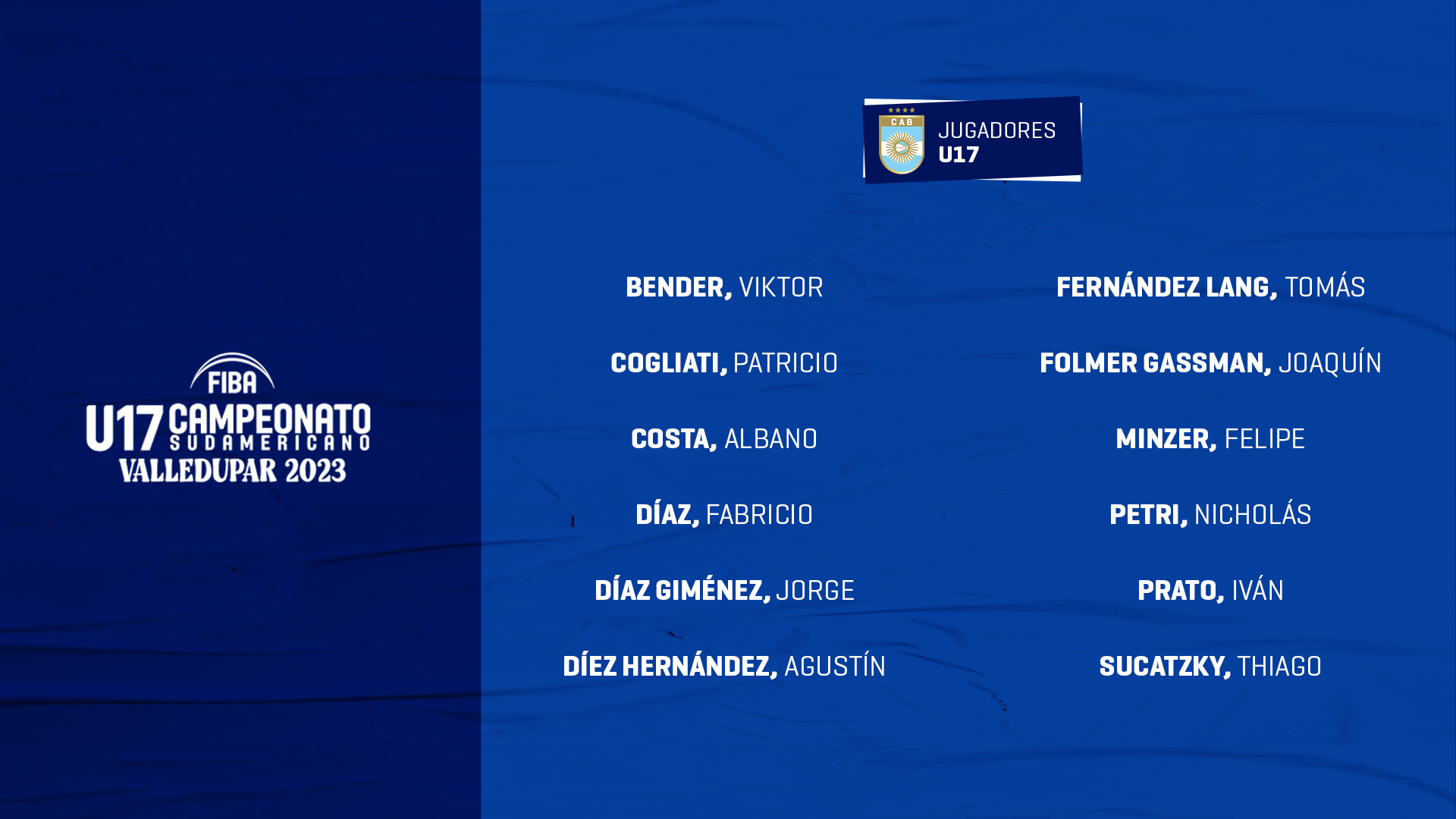 Argentina confirmó su plantel para el Sudamericano U17 masculino